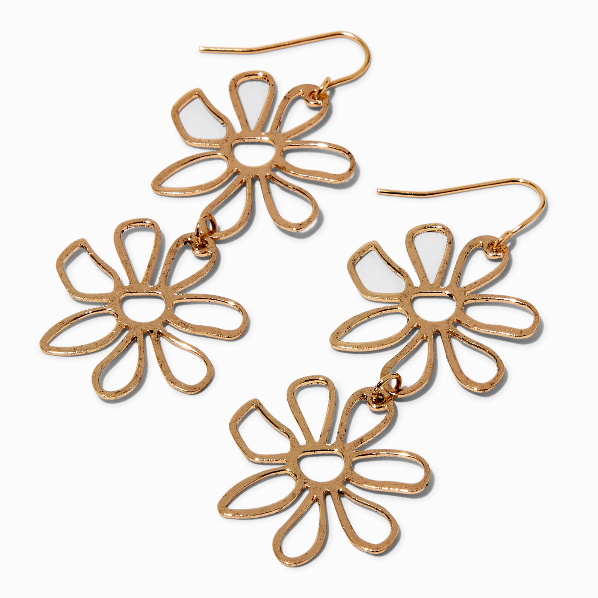 View Claires Tone Cutout Daisy 25 Drop Earrings Gold information