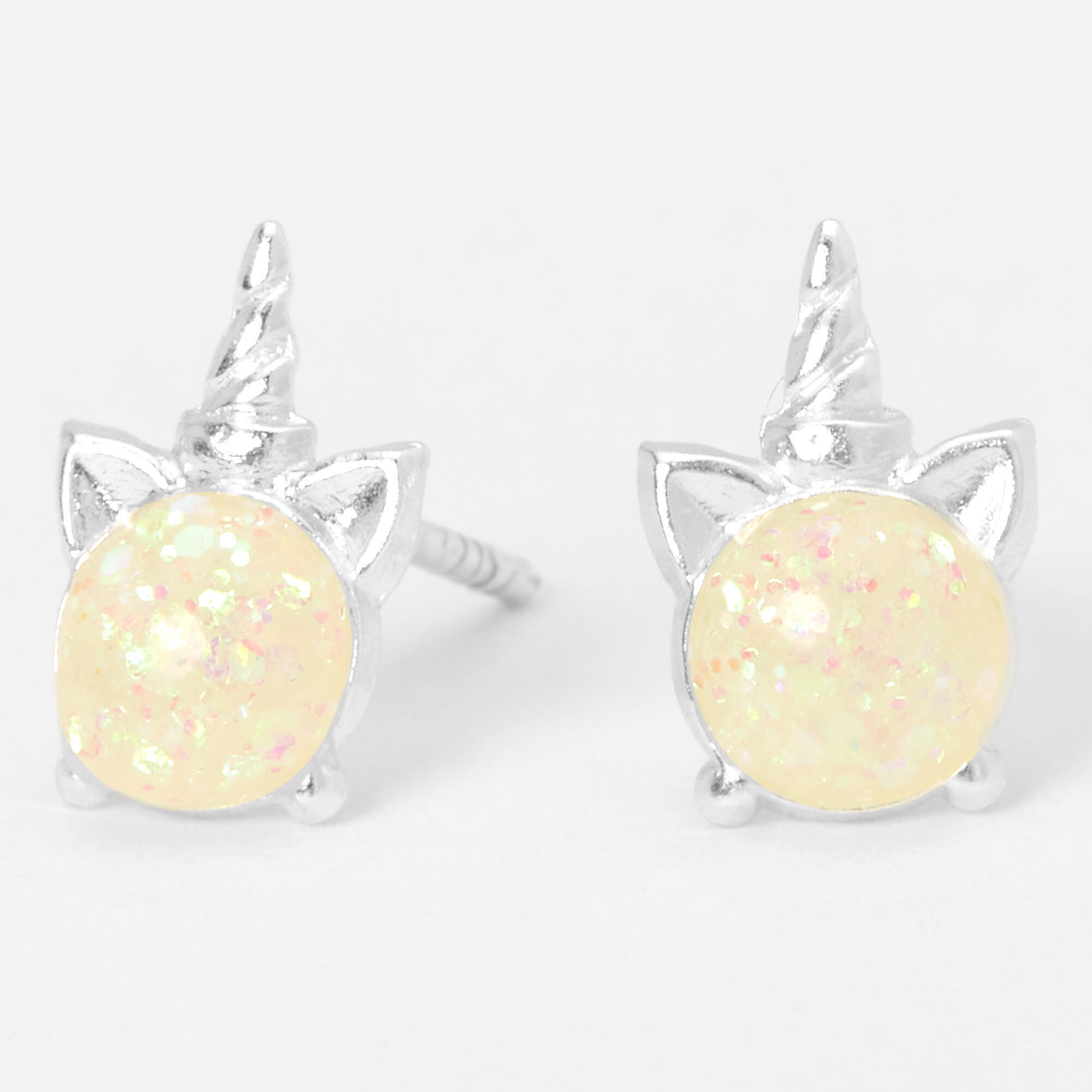 View Claires Unicorn Head Stud Earrings Silver information