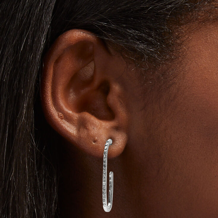 Silver Graduated Oval Hoop Earrings - 3 Pack,