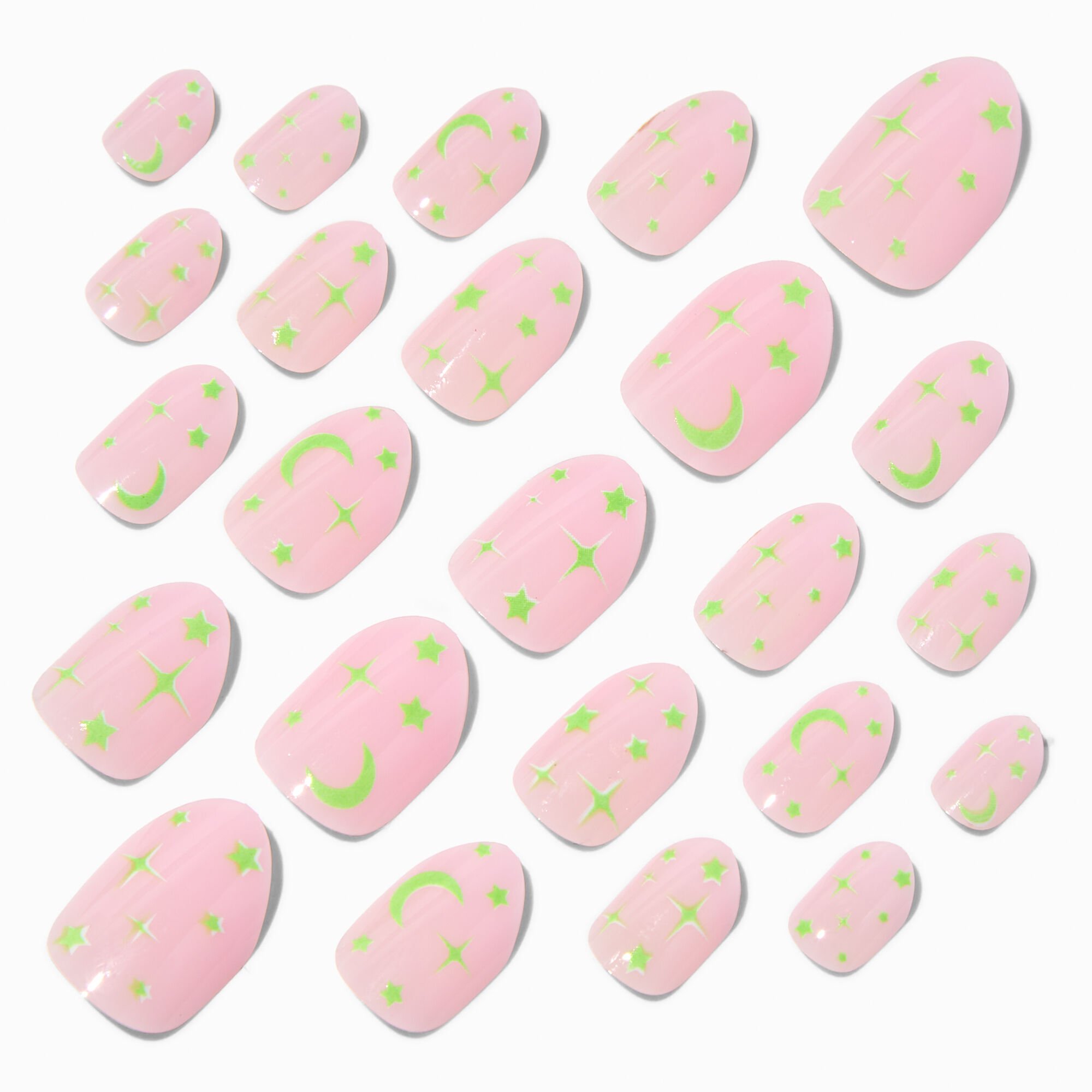 Glow in the Dark Celestial Stiletto Press On Vegan Faux Nail Set - 24 Pack,