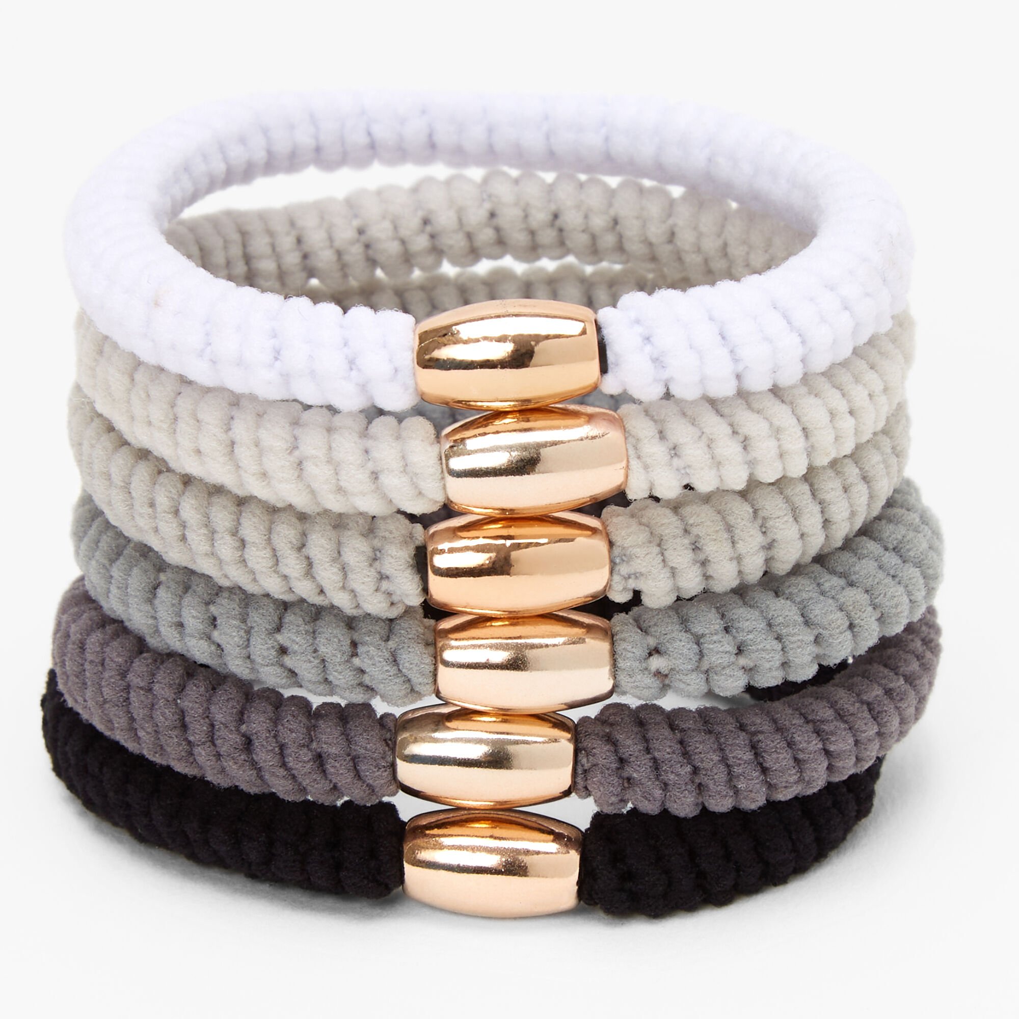 Neutral Beaded Twist Hair Ties - 6 Pack,