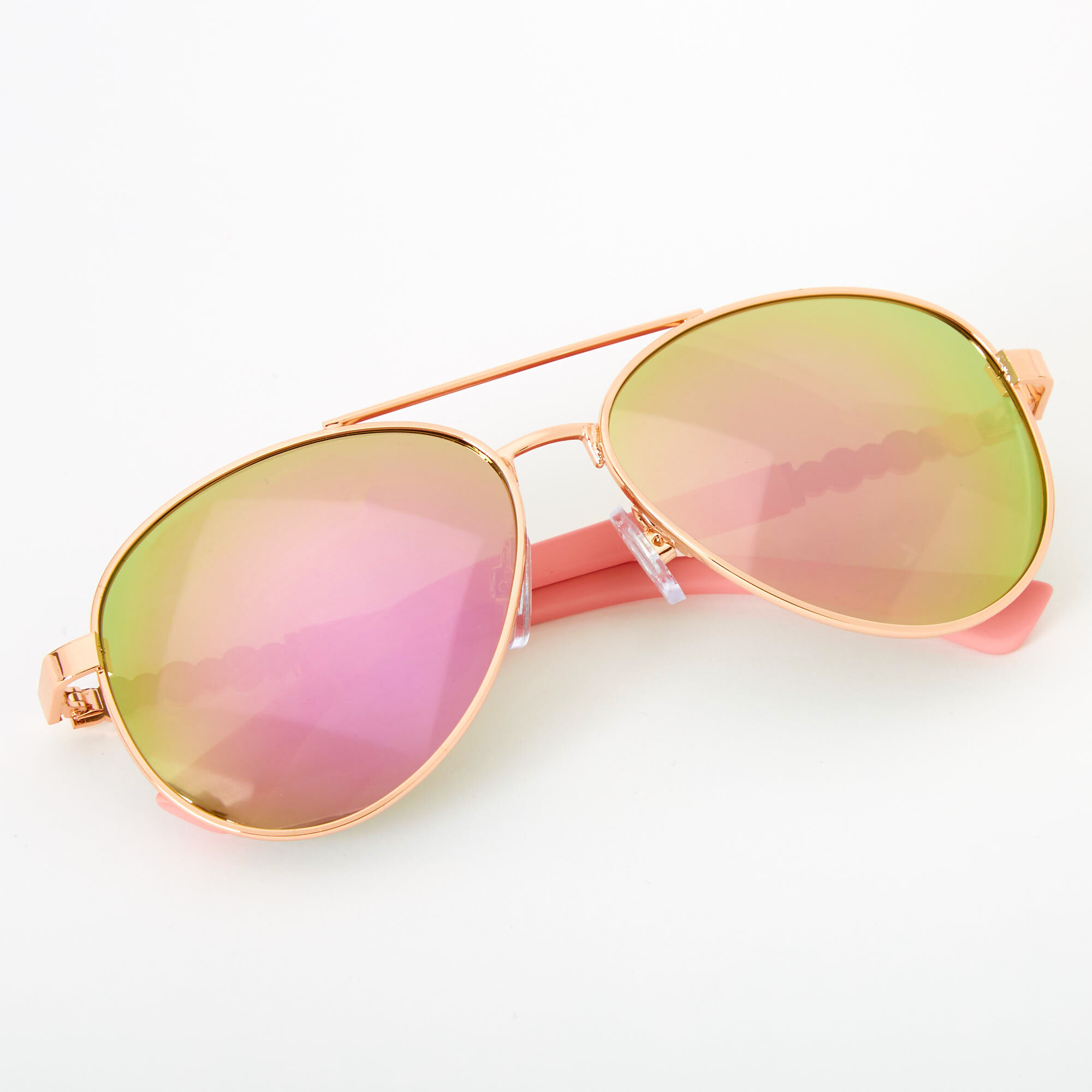Claire's Club Embellished Aviator Sunglasses - Pink,