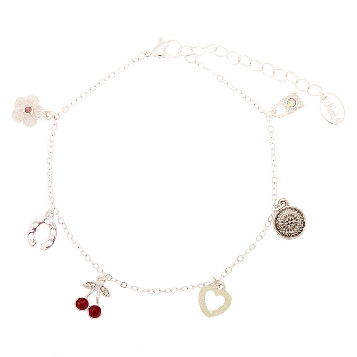 Silver Cherry Charms Anklet,