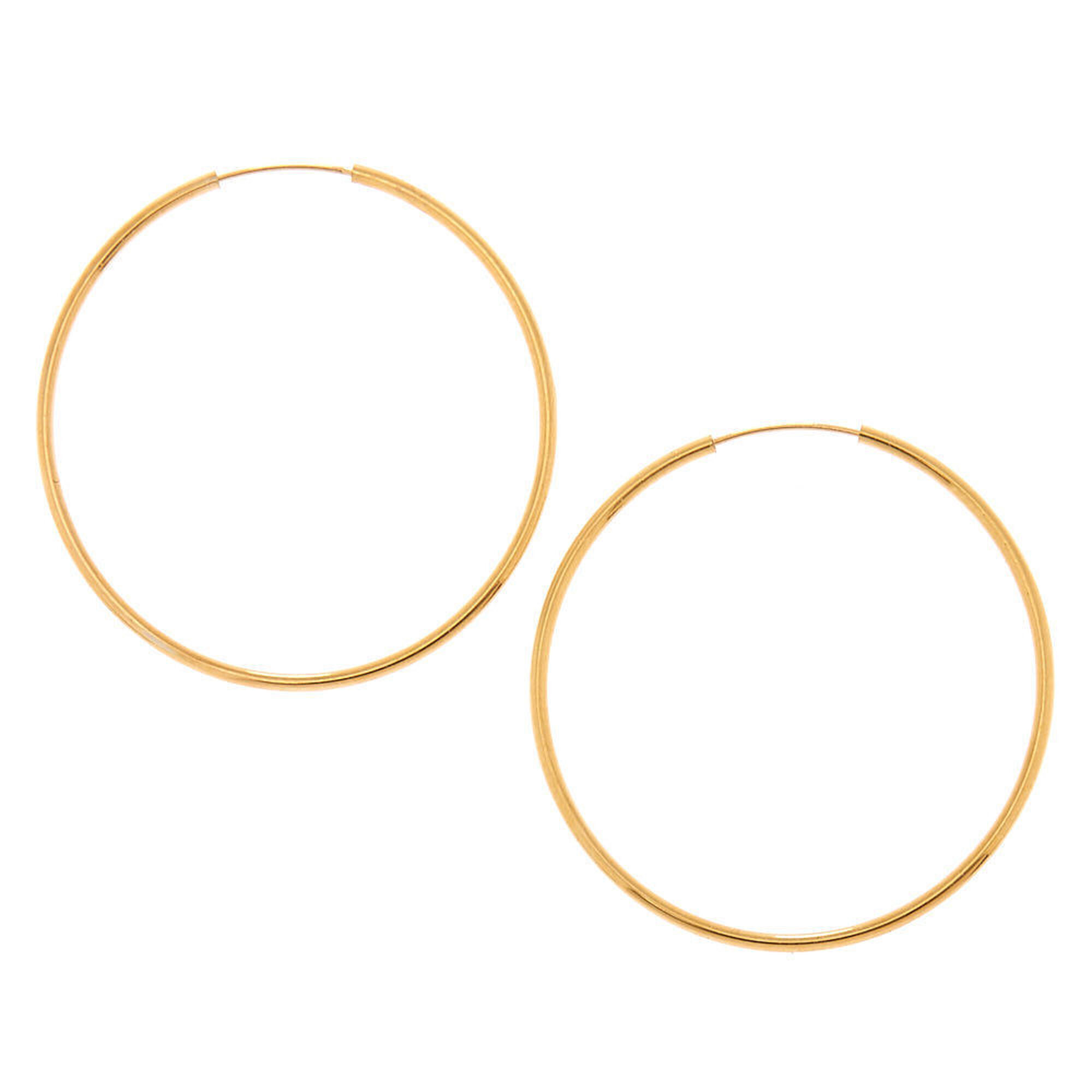 View Claires 18Ct Plated 30MM Hoop Earrings Gold information