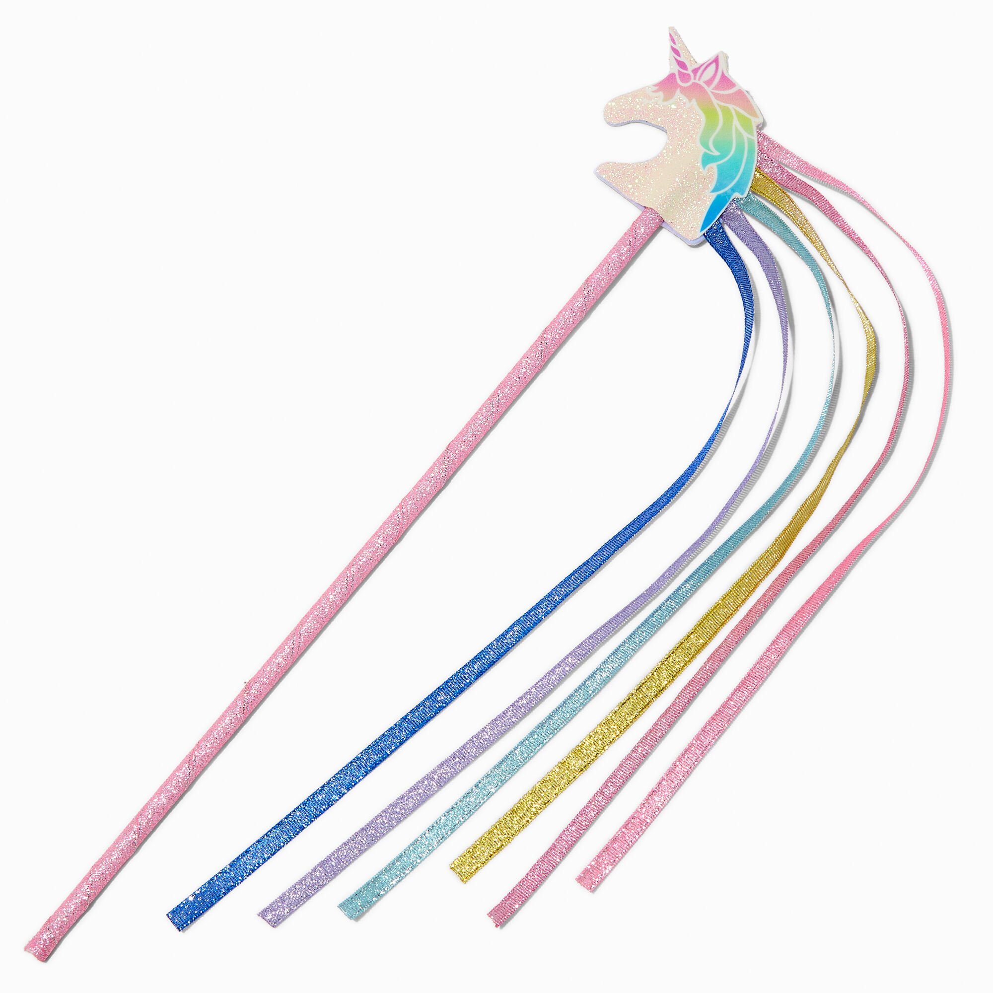 Claire's Club Rainbow Unicorn Ribbon Wand,