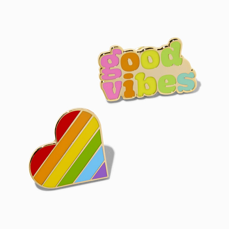 Good Vibes Rainbow Pin Set - 2 Pack,