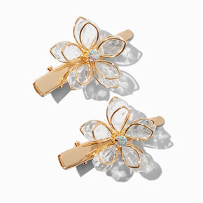 Claire&#39;s Club Gold Rhinestone Flower Hair Clips - 2 Pack,