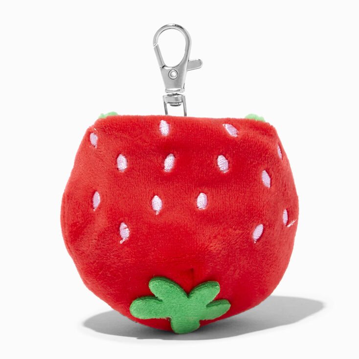 Frog &amp; Strawberry Reversible Plush Keychain,