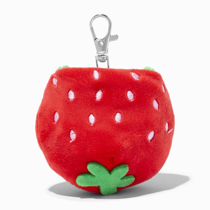 Frog &amp; Strawberry Reversible Plush Keychain,