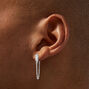 Teardrop Cubic Zirconia Silver-tone Chain Stud Earrings,