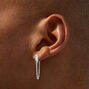 Teardrop Cubic Zirconia Silver-tone Chain Stud Earrings,