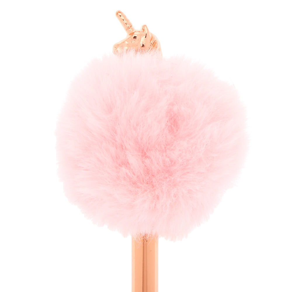 Stylo à pompon licorne rose,