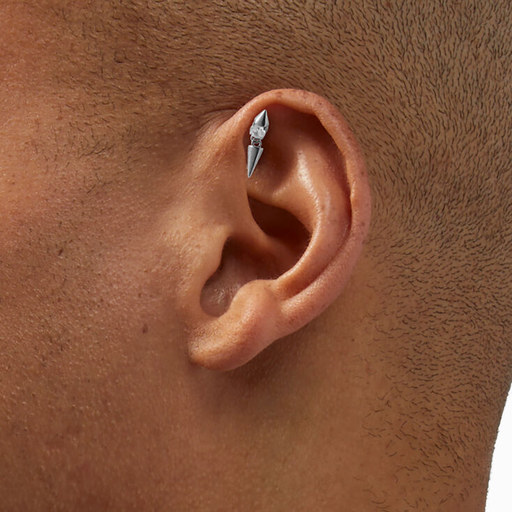 Boucle d&#39;oreille h&eacute;lix non filet&eacute;e 1,2&nbsp;mm &agrave; pointe en titane couleur argent&eacute;e - Lot de 3,