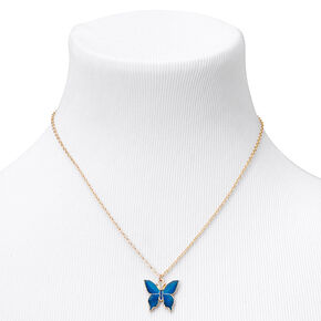 Gold Butterfly Mood Pendant Necklace,