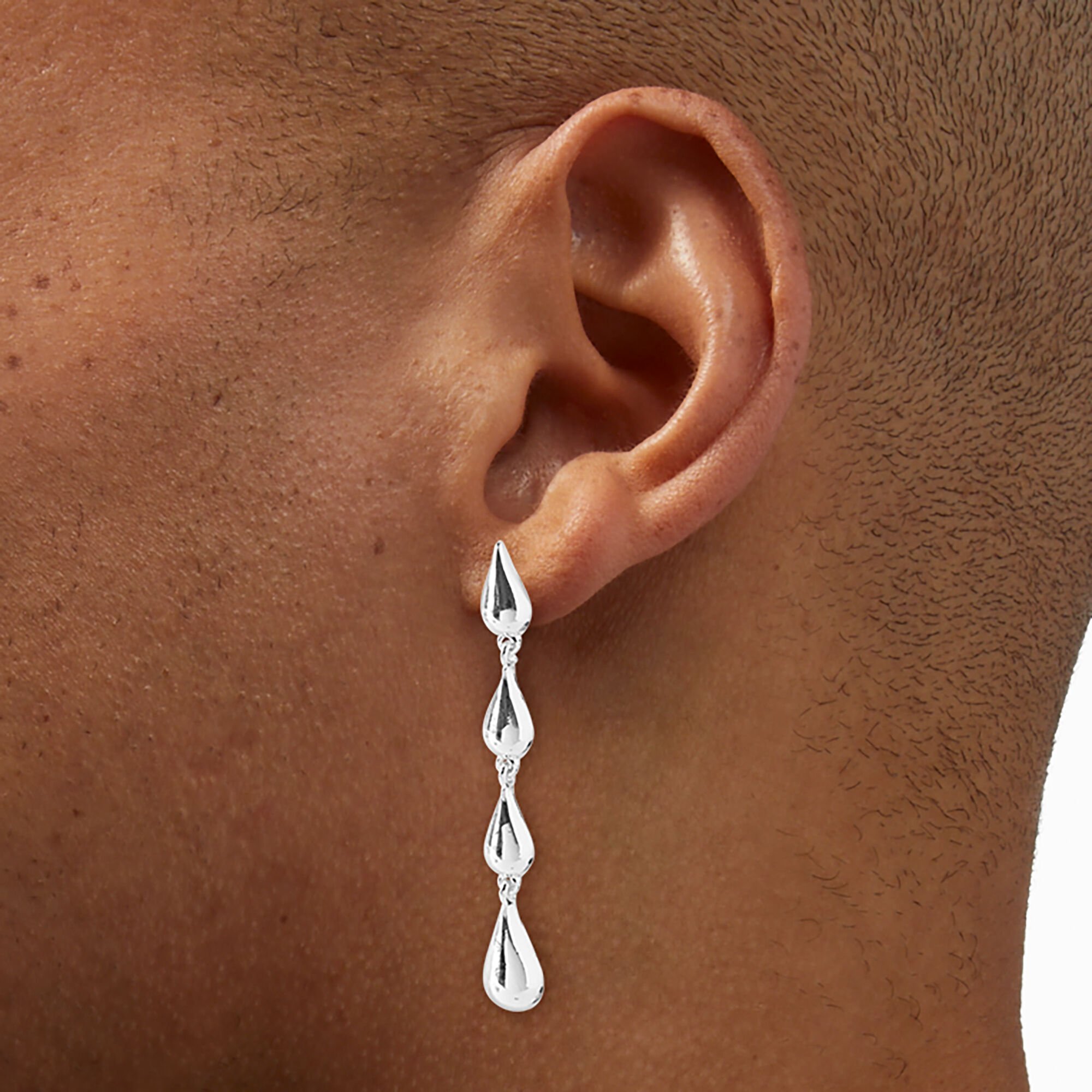 Silver-tone Raindrop Linear Drop Earrings,
