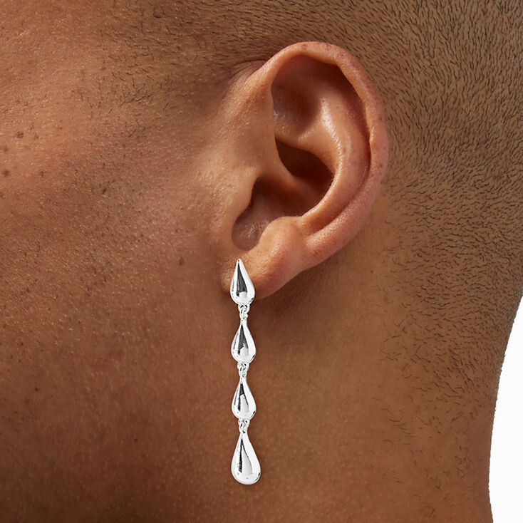 Silver-tone Raindrop Linear Drop Earrings,
