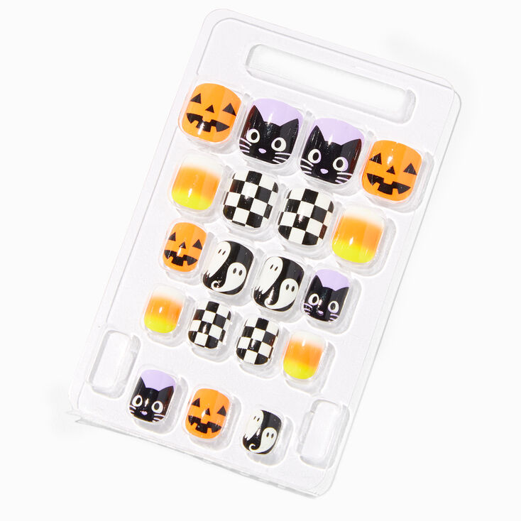 Halloween Glow in the Dark Square Press On Faux Nail Set -  24 Pack,
