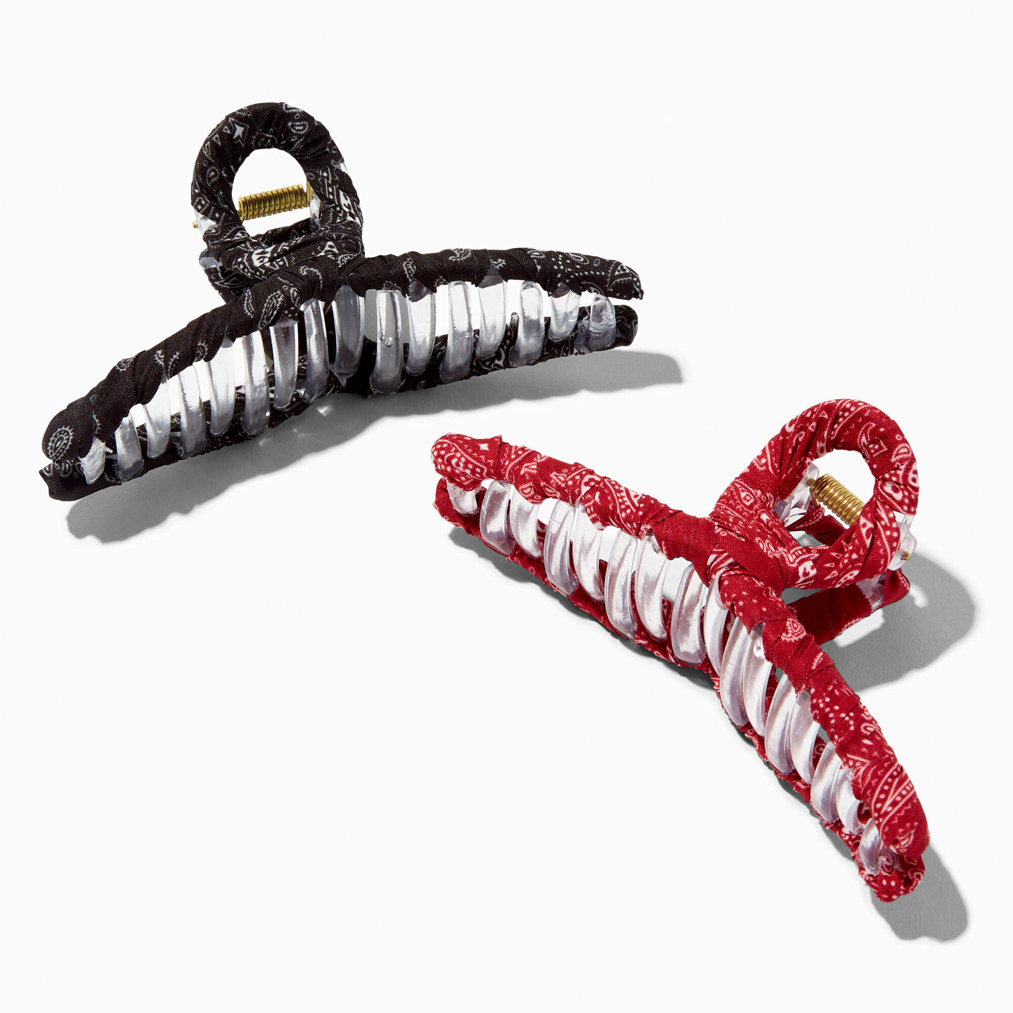 View Claires Black Bandana Loop Hair Claw 2 Pack Red information