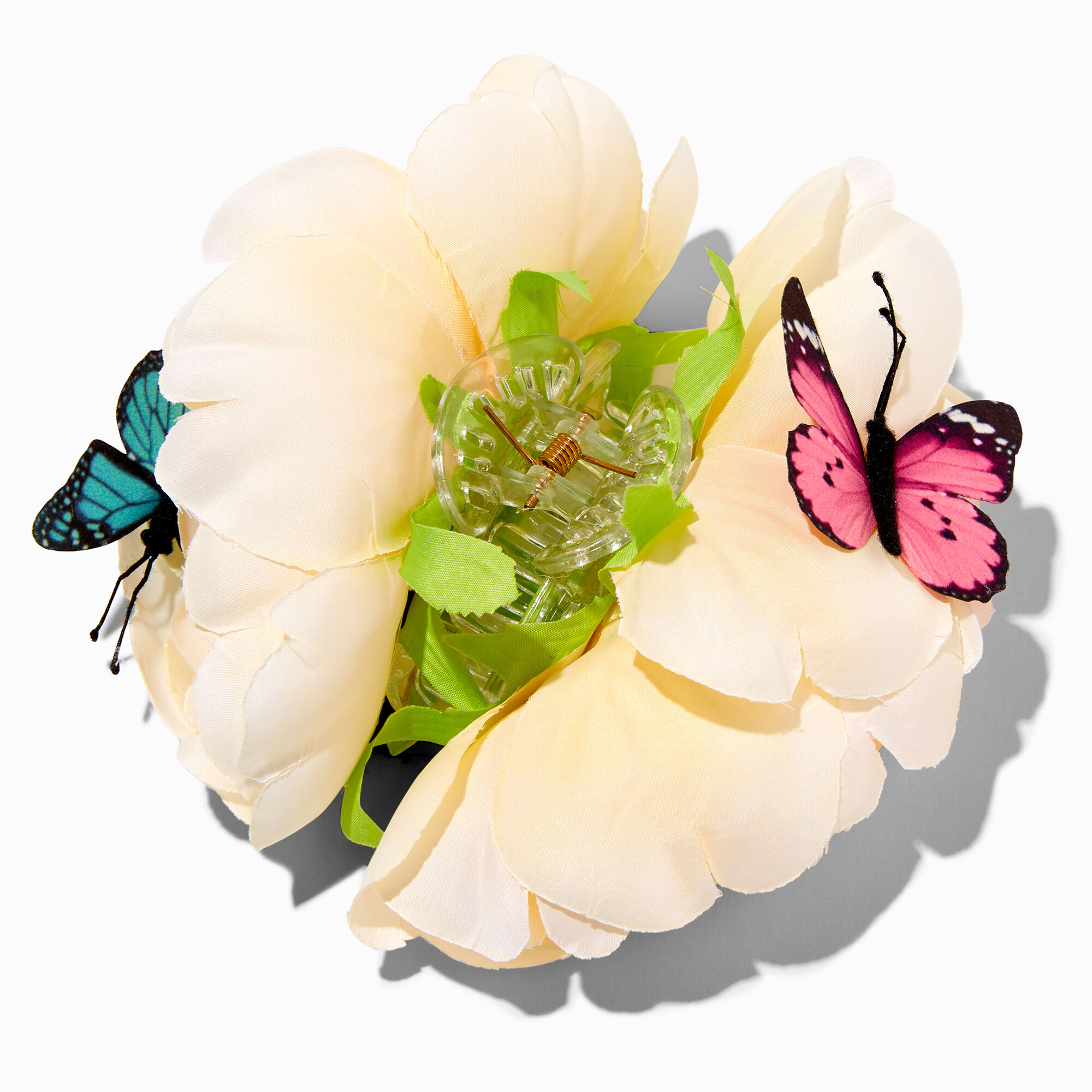 Butterfly & Ivory Flower Hair Claw,
