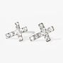 14kt White Gold Crystal Cross Studs Ear Piercing Kit with Ear Care Solution,