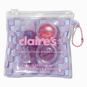 Purple Checkered Lip Gloss Palette Set - 3 Pack,