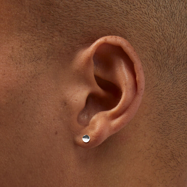 Silver 4MM Button Stud Earrings,