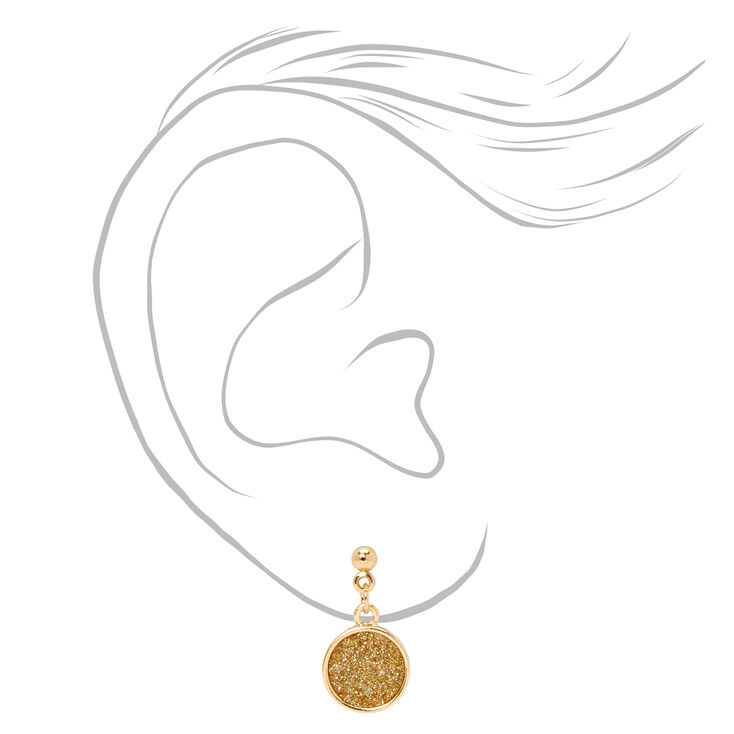 Mixed Metal 0.5&quot; Glitter Disc Drop Earrings - 3 Pack,