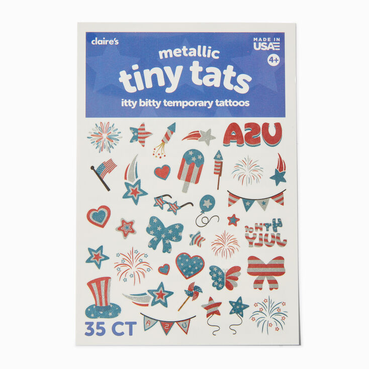 Stars &amp; Stripes Mini Metallic Temporary Tattoo Pack - 35 Pack,