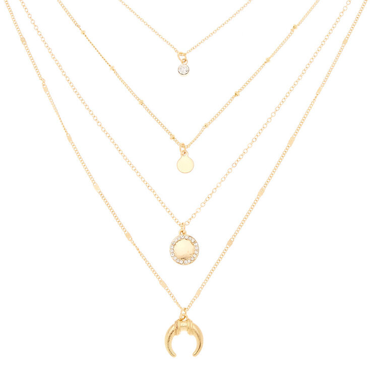 Claire's Collier multi-rangs avec corne ornementée couleur dorée
