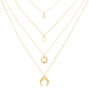 Gold Embellished Horn Multi Strand Necklace,