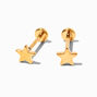 Gold-tone Titanium Star Flat Back Stud Earrings,