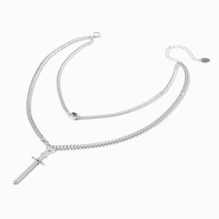 Silver-tone Dagger Multi-Strand Necklace ,