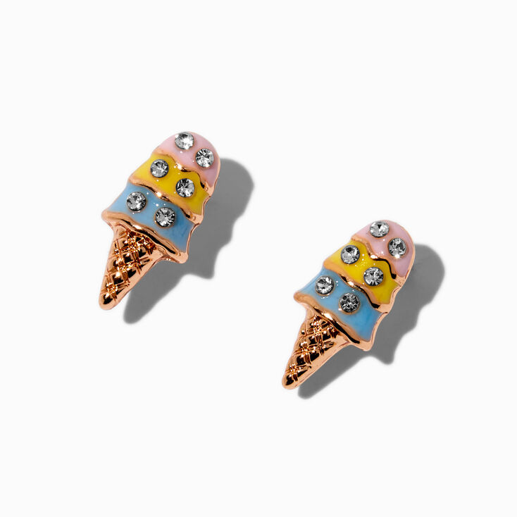 Pastel Ice Cream Cone Stud Earrings,
