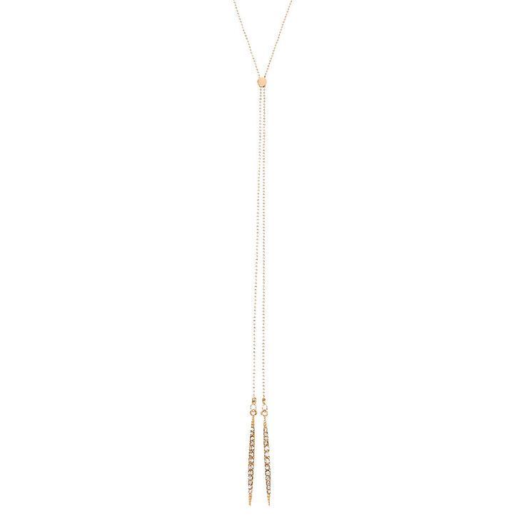 Gold Tone Duel Pendant Drop Necklace,