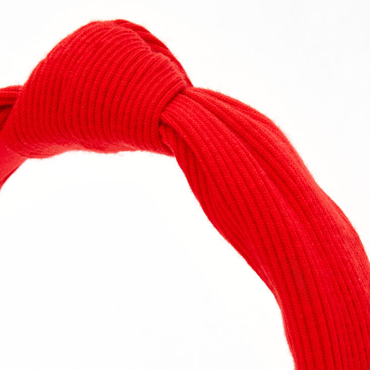 Ribbed Knotted Headband - Red,