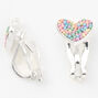 Silver Pastel Heart Clip-On Earrings,