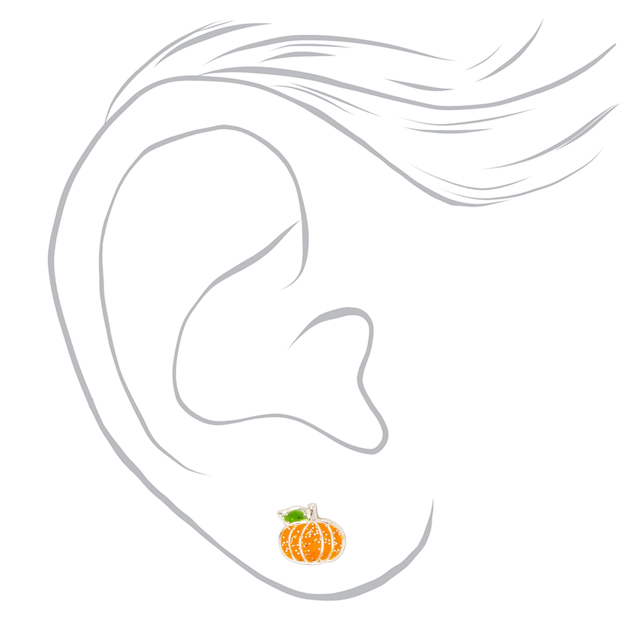 Sterling Silver Glitter Pumpkin Stud Earrings,