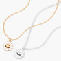 Mixed Metal Happy Face Daisy Pendant Necklace Set &#40;2 Pack&#41;,