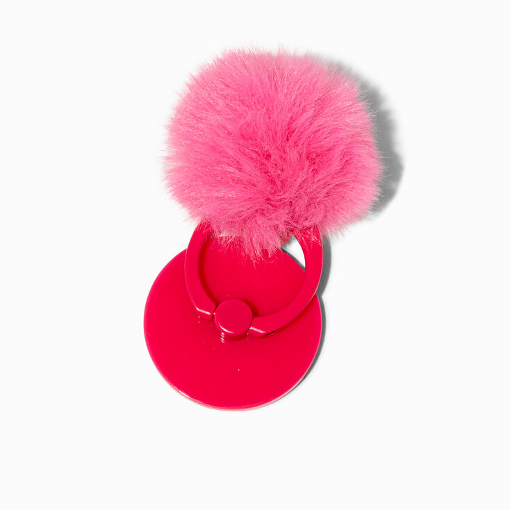 Hot Pink Pom Pom Phone Ring &amp; Grip,