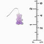 Purple Glitter Color-Changing Gummy Bear 0.5&quot; Drop Earrings,