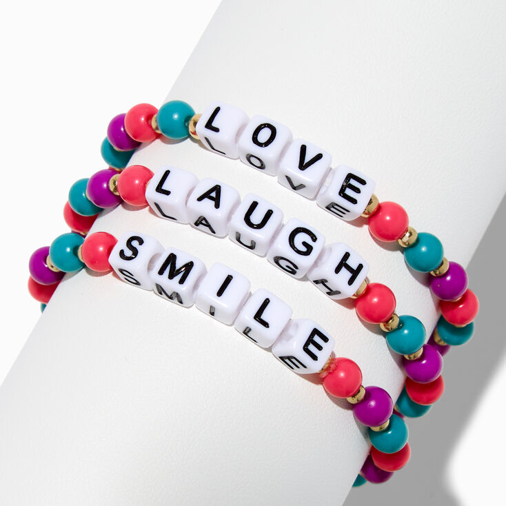 Claire&#39;s Club Jeweled Bead Word Stretch Bracelets - 3 Pack,