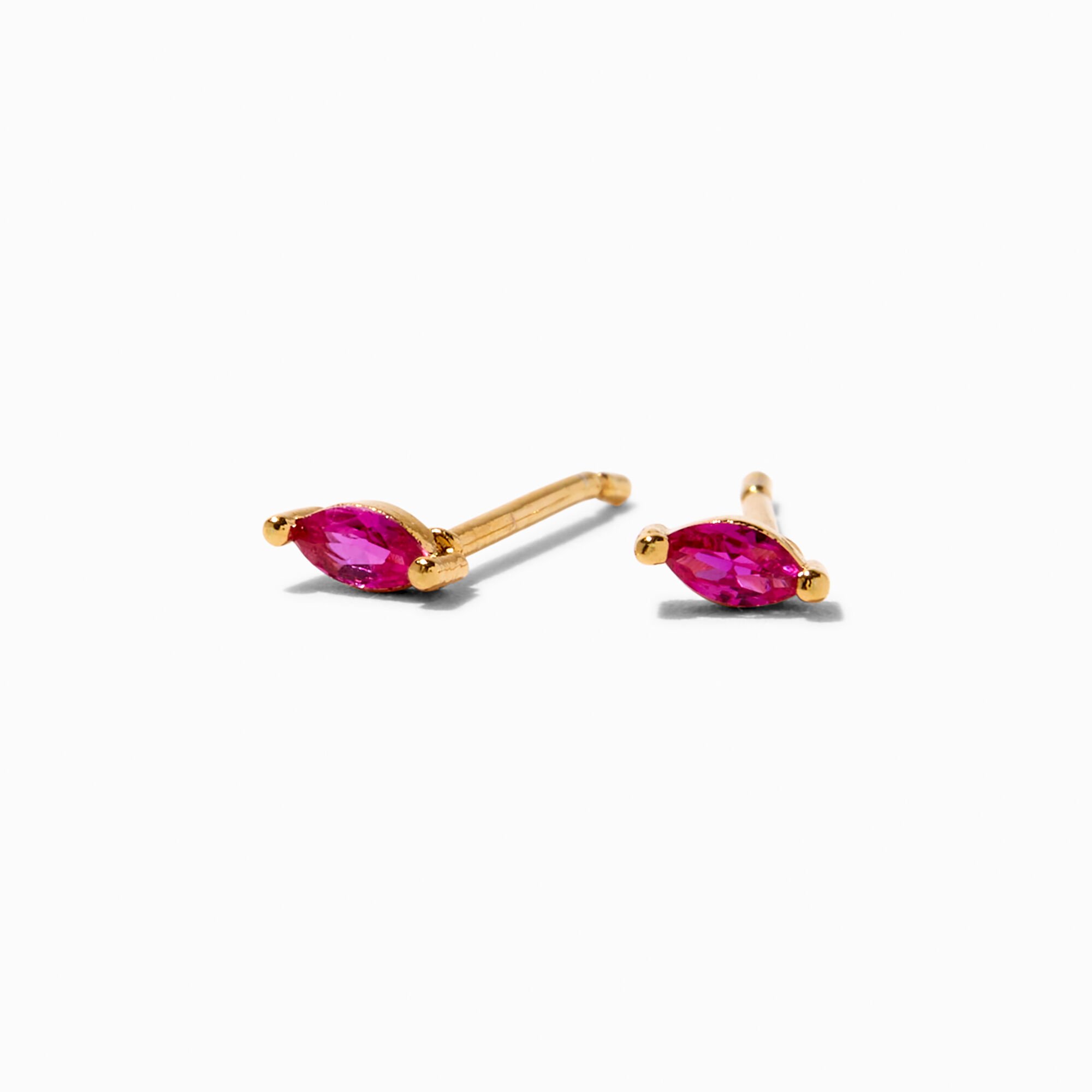 C LUXE by Claire's 18k Yellow Gold Plated Fuchsia Cubic Zirconia Marquise Stud Earrings,
