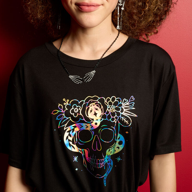 Skull &amp; Snake Iridescent T-Shirt,
