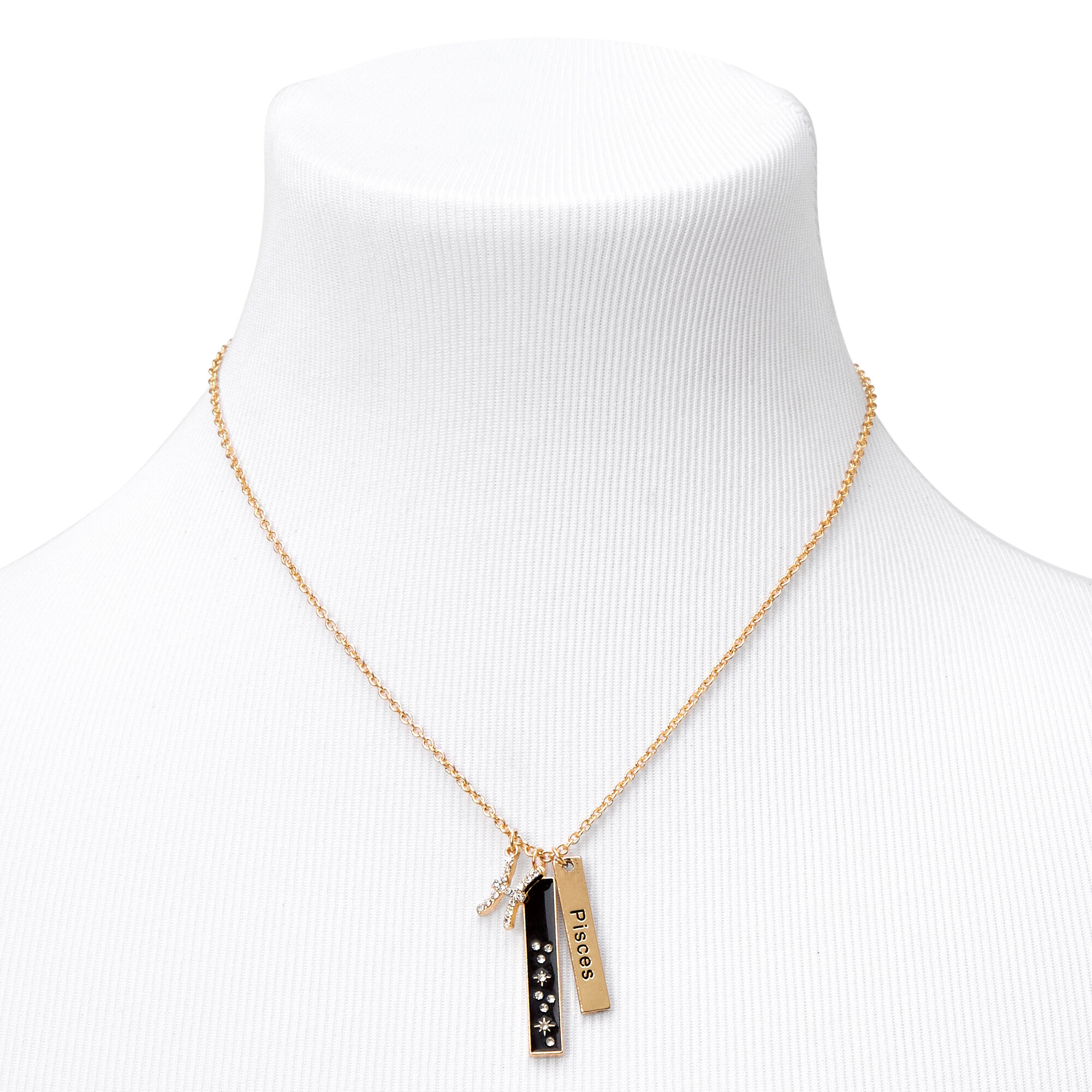 Gold Zodiac Symbol Pendant Charm Necklace - Pisces,