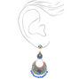 Silver 3&quot; Vintage Beaded Filigree Drop Earrings - Blue,