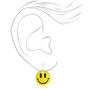 Silver  and Yellow 1&#39;&#39; Happy Face Clip On Drop Earrings,