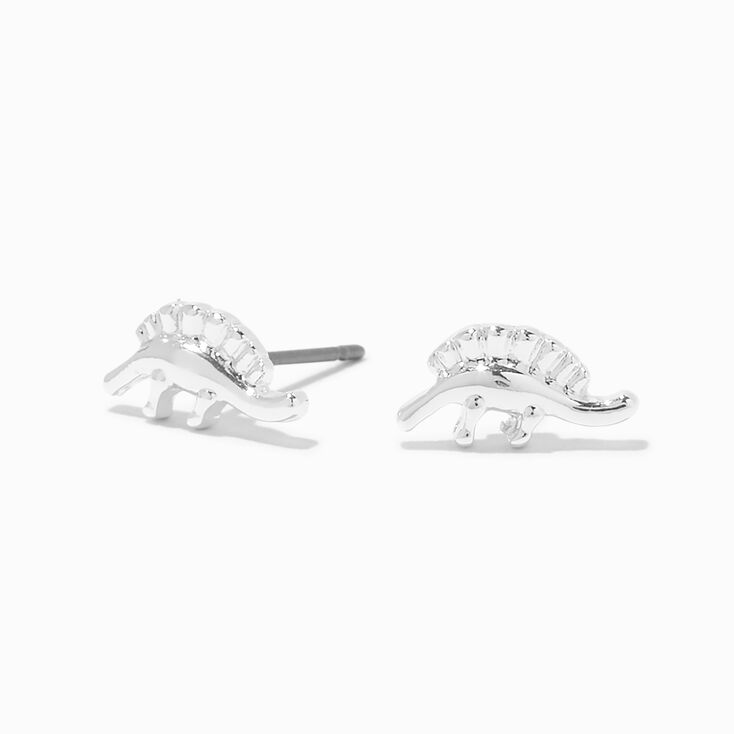 Silver Dinosaur Stud Earrings,