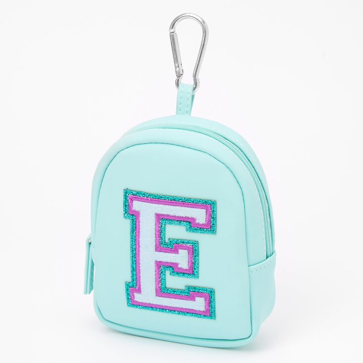 Mint Varsity Initial Mini Backpack Keychain - E,