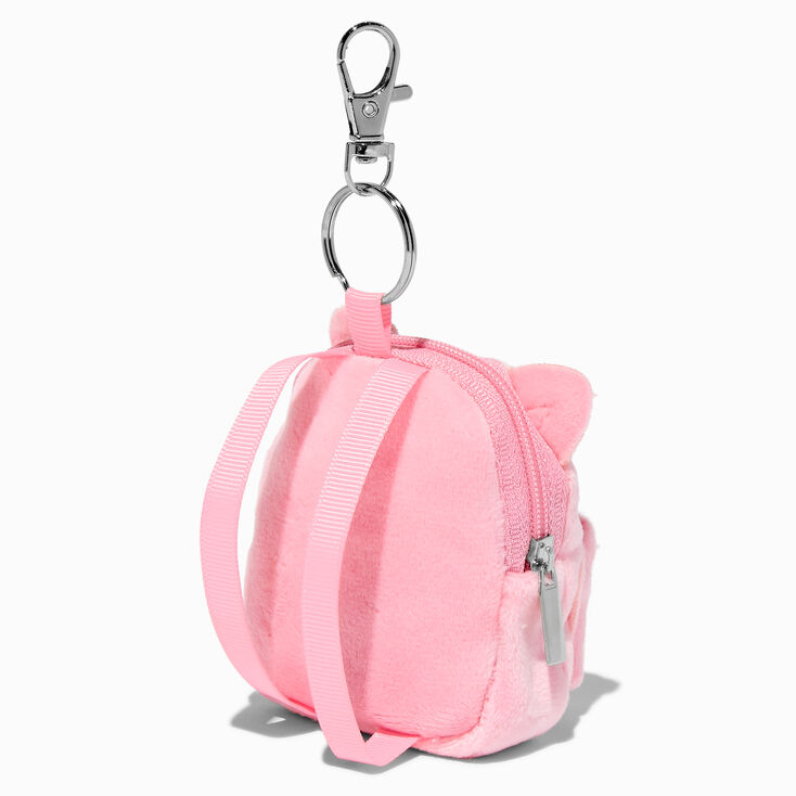 Porte-cl&eacute;s mini sac &agrave; dos chat rose,