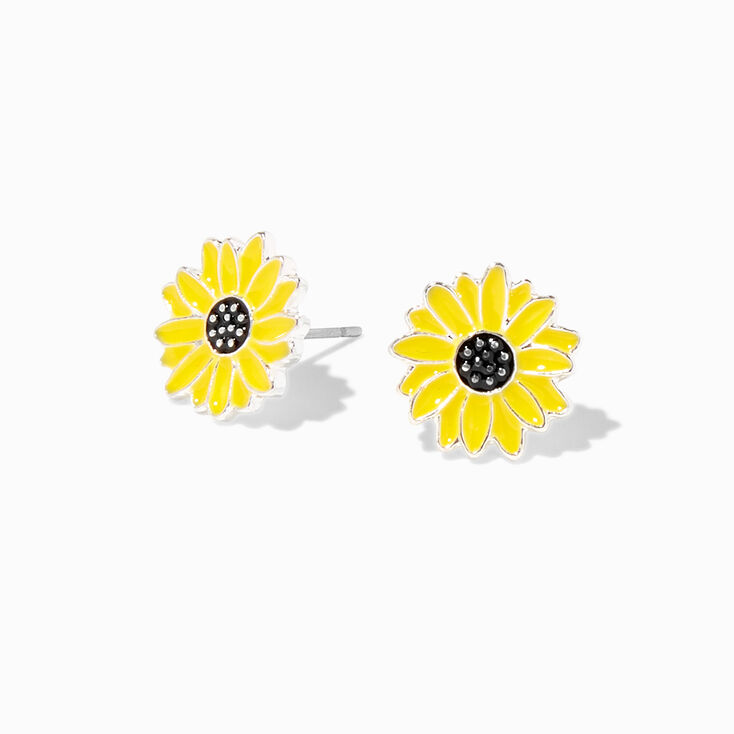 Yellow Sunflower Stud Earrings,